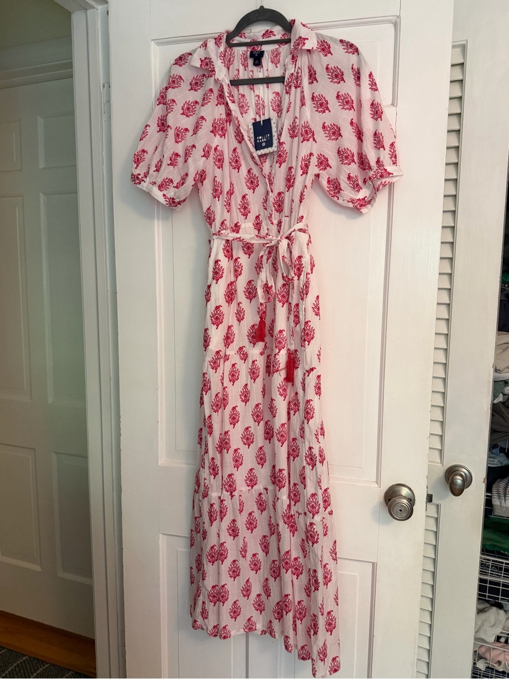 Roller Rabbit White Maxi Dress with Pink Floral Print